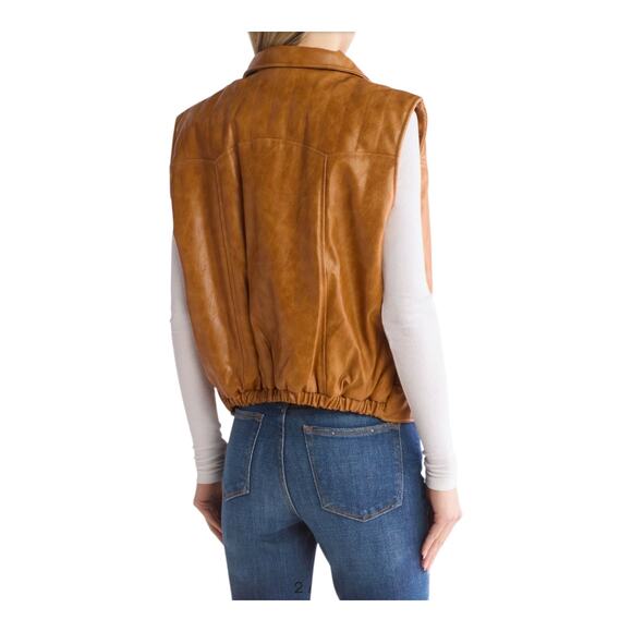 Mother The Huff And Puff Vest Brown Faux Leather Women's Size XL NWT - Picture 2 of 13